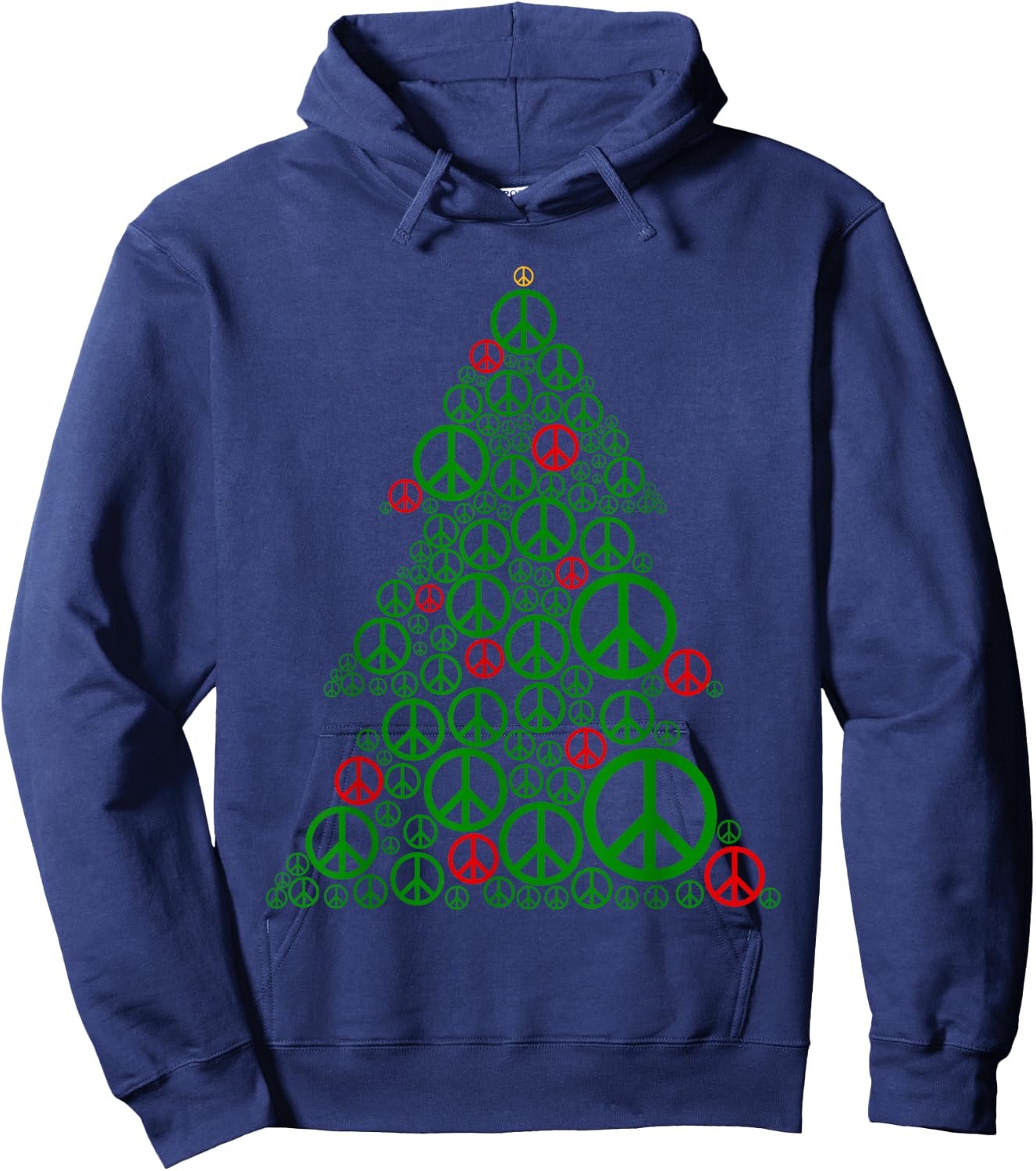 PEACE SIGN Christmas Tree | Hippies Xmas Shirts Hoodie - Hoodie | Navy