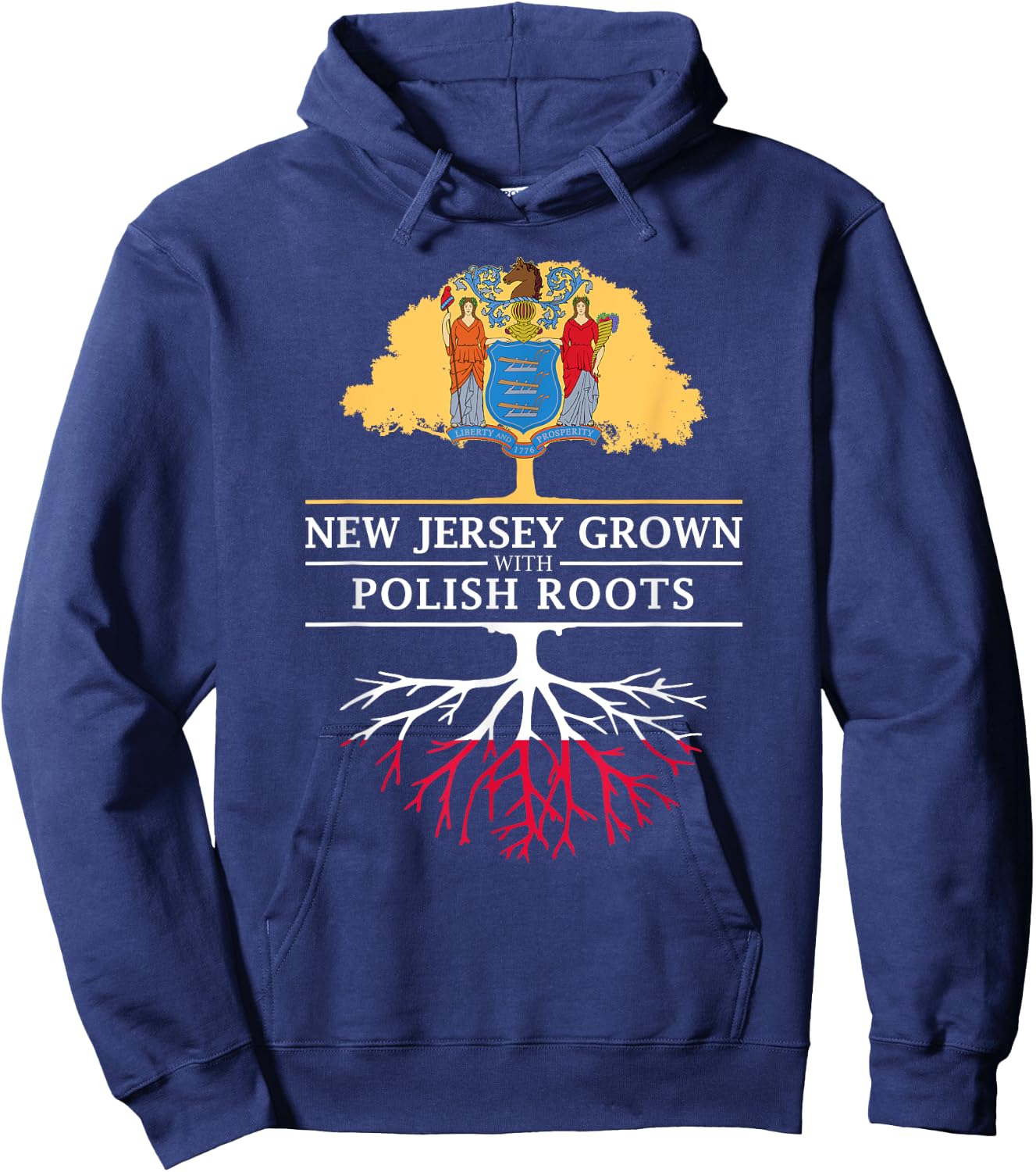 New Jersey Grown with Polish Roots - Poland Hoodie - Hoodie | Navy