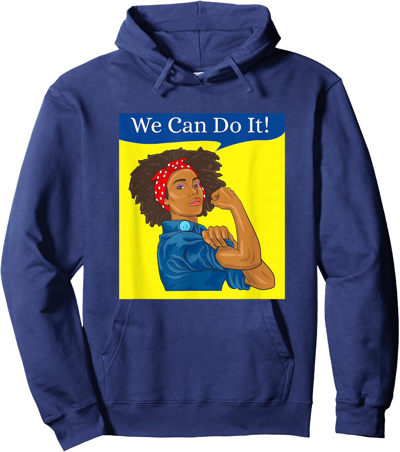 African American Rosie the Riveter We Can Do It Hoodie - Hoodie | Navy
