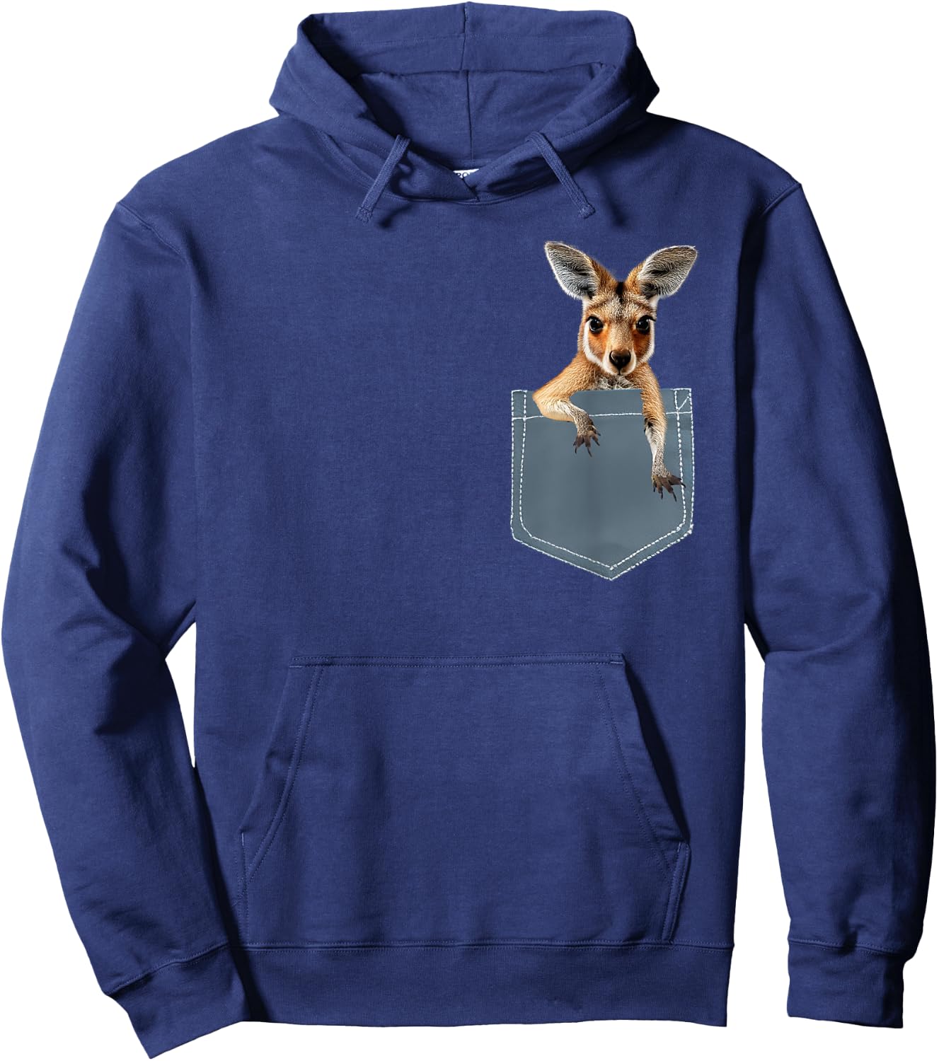 Cute Kangaroo in Pocket Shirt , Women, Kids Hoodie - Hoodie | Navy
