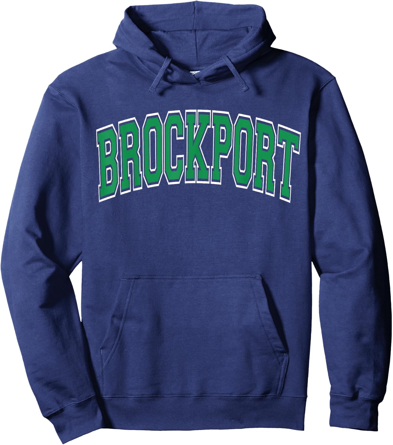 Brockport Arched Green Text Hoodie - Hoodie | Navy