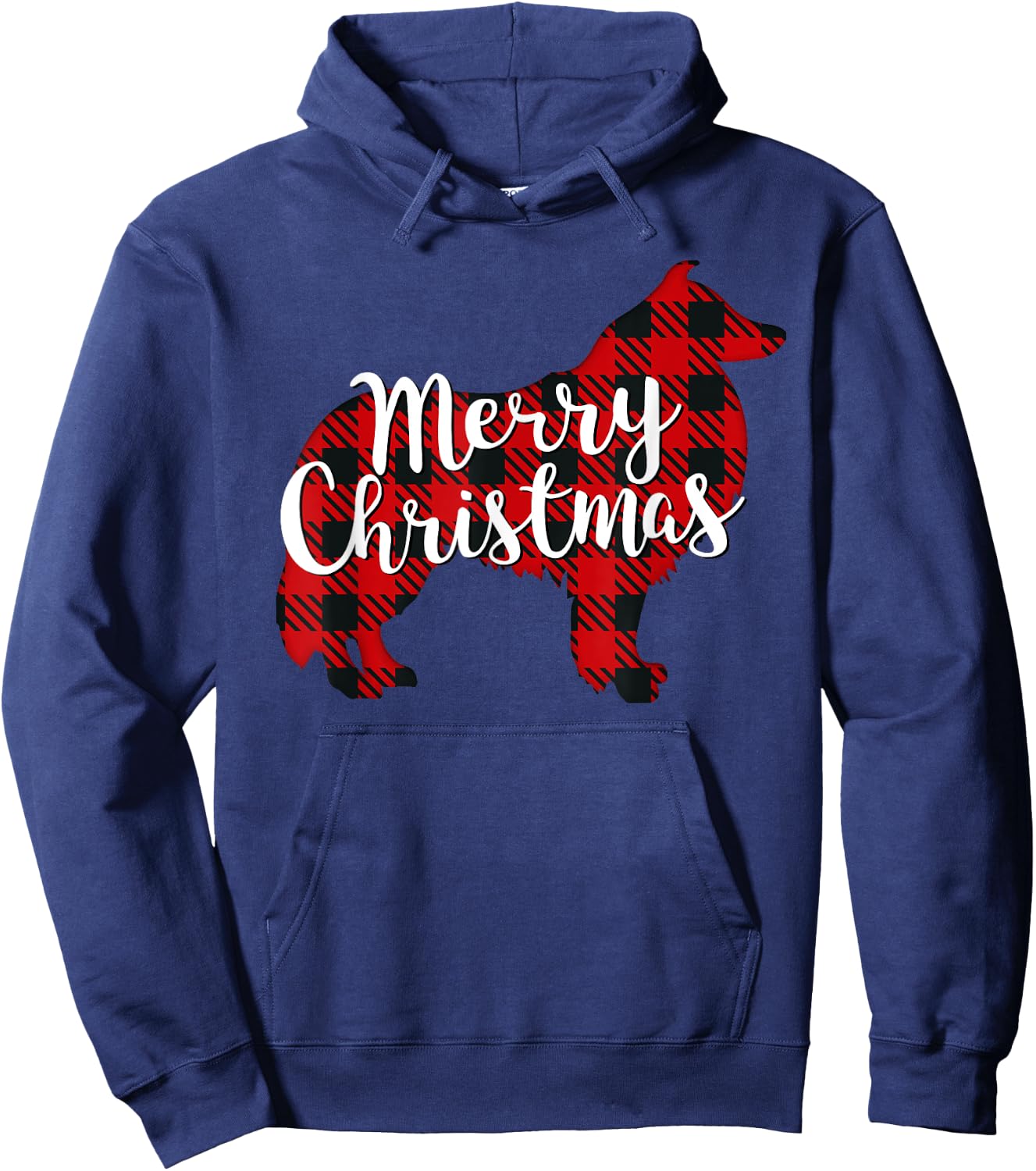 Sheltie Christmas Dog Mom Dad Plaid Gift Hoodie - Hoodie | Navy