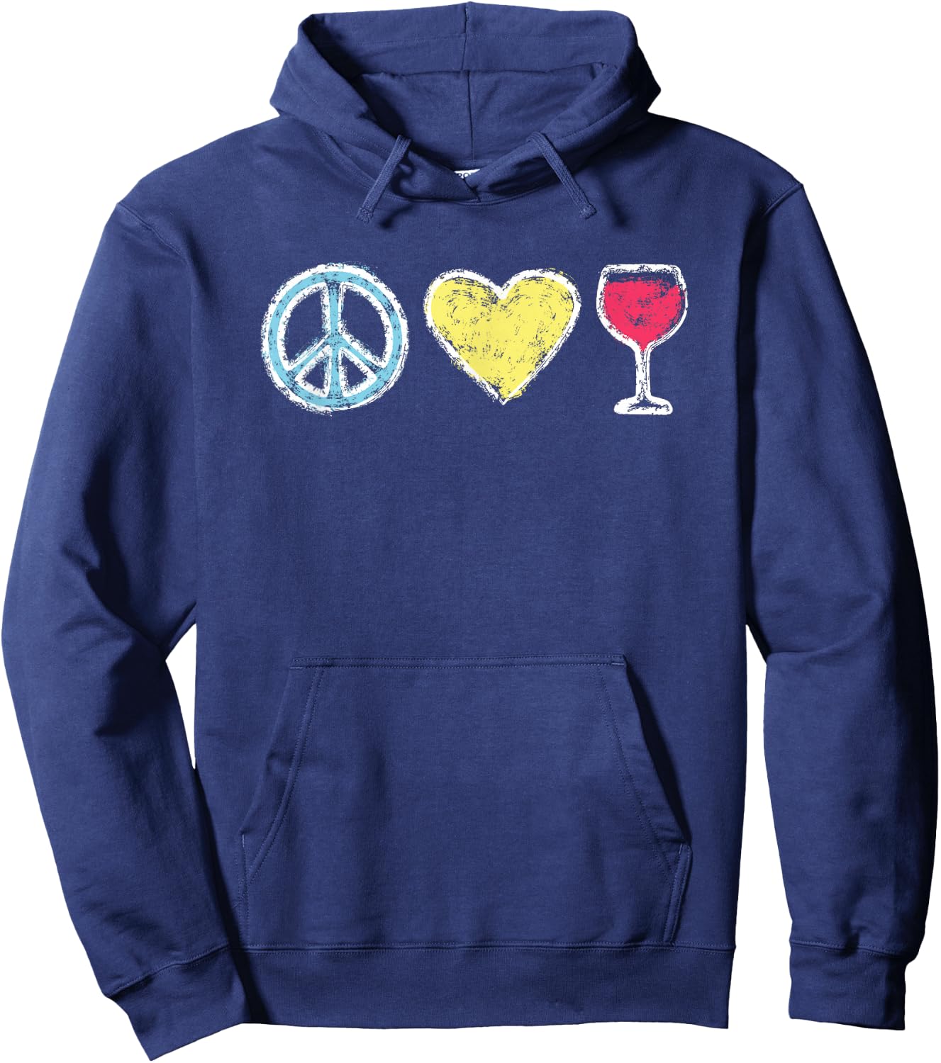 Peace Love Wine - Cute for Wine Lovers Hoodie - Hoodie | Navy