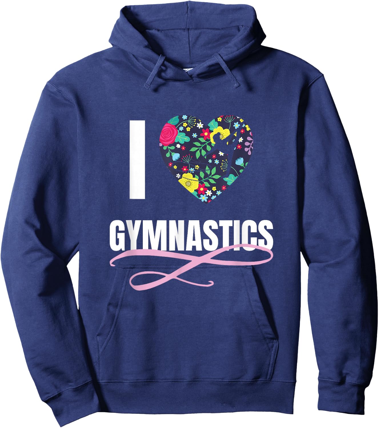 I Love Gymnastics Flower Heart Shape Girls Gift Hoodie - Hoodie | Navy