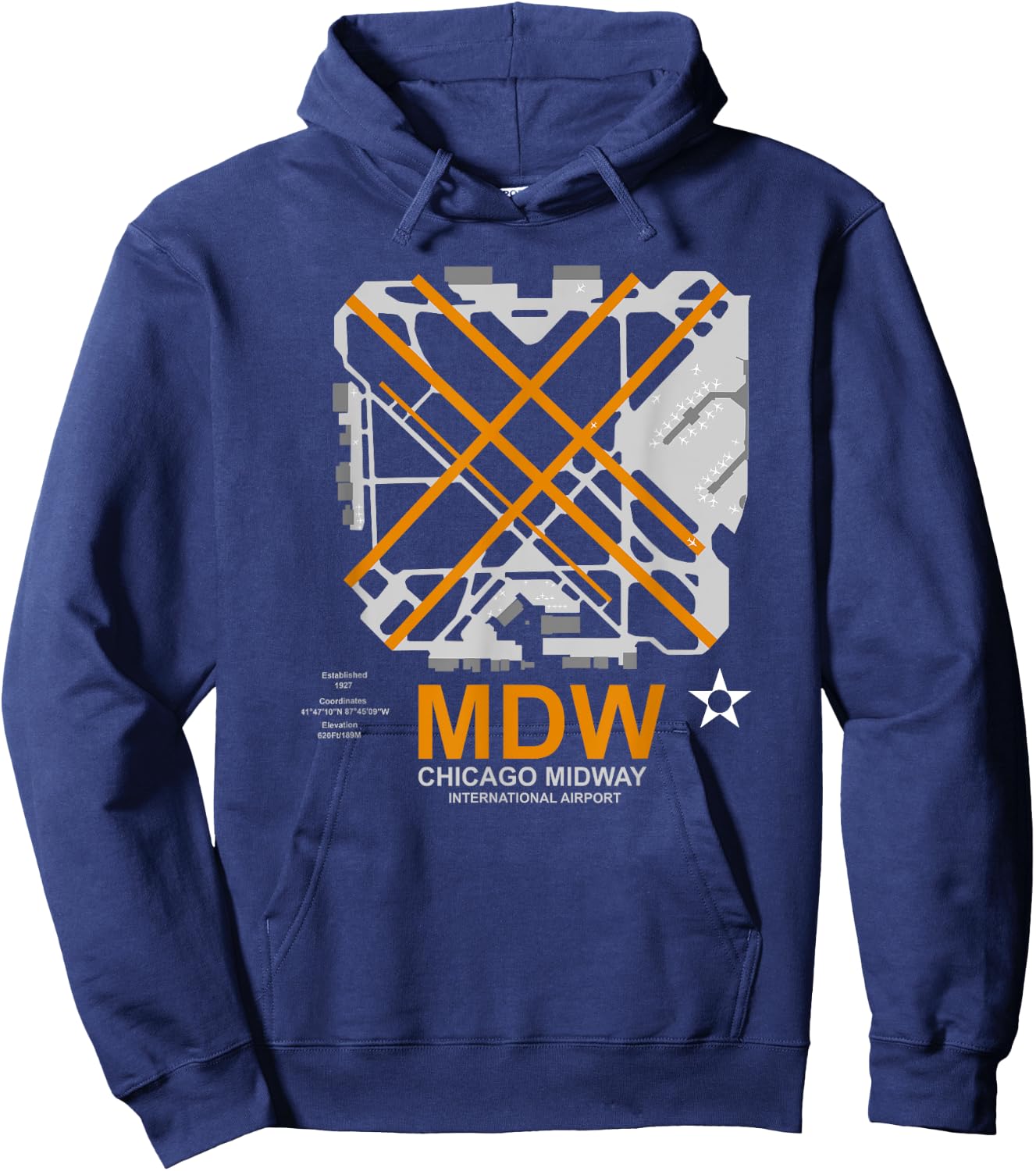 MDW Chicago Midway Airport Layout Pilot Hoodie - Hoodie | Navy