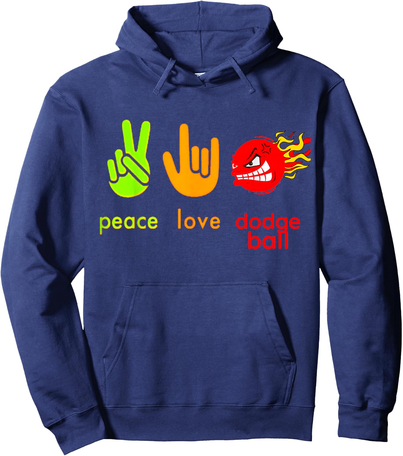 Peace Love Dodgeball Humor Sport Game Hoodie - Hoodie | Navy