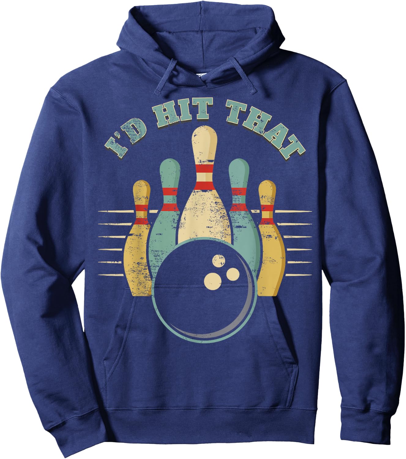Funny Bowling Vintage I'd Hit That Funny Hoodie - Hoodie | Navy