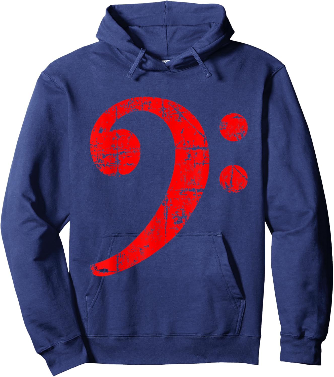 Bass Clef (Vintage Red) Bass Players Hoodie - Hoodie | Navy