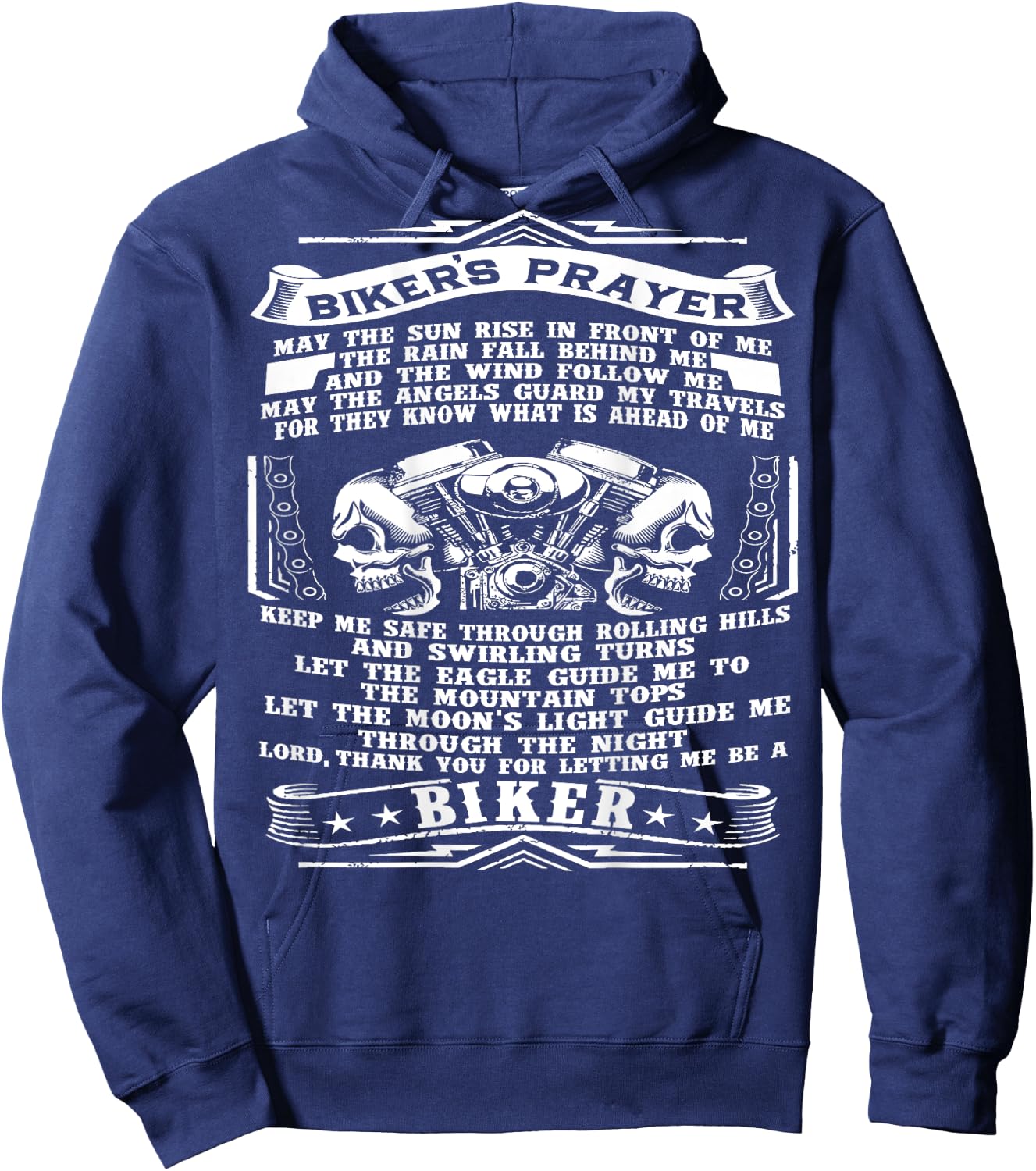 Biker's Prayer Hoodie - Hoodie | Navy