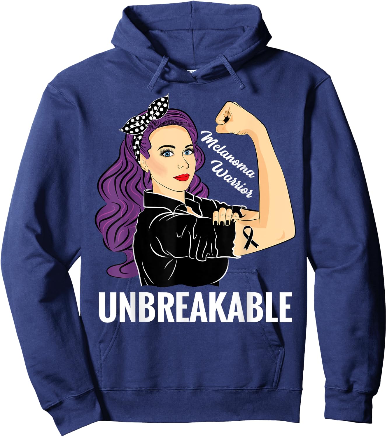 Melanoma Awareness Products Warrior Unbreakable Hoodie - Hoodie | Navy