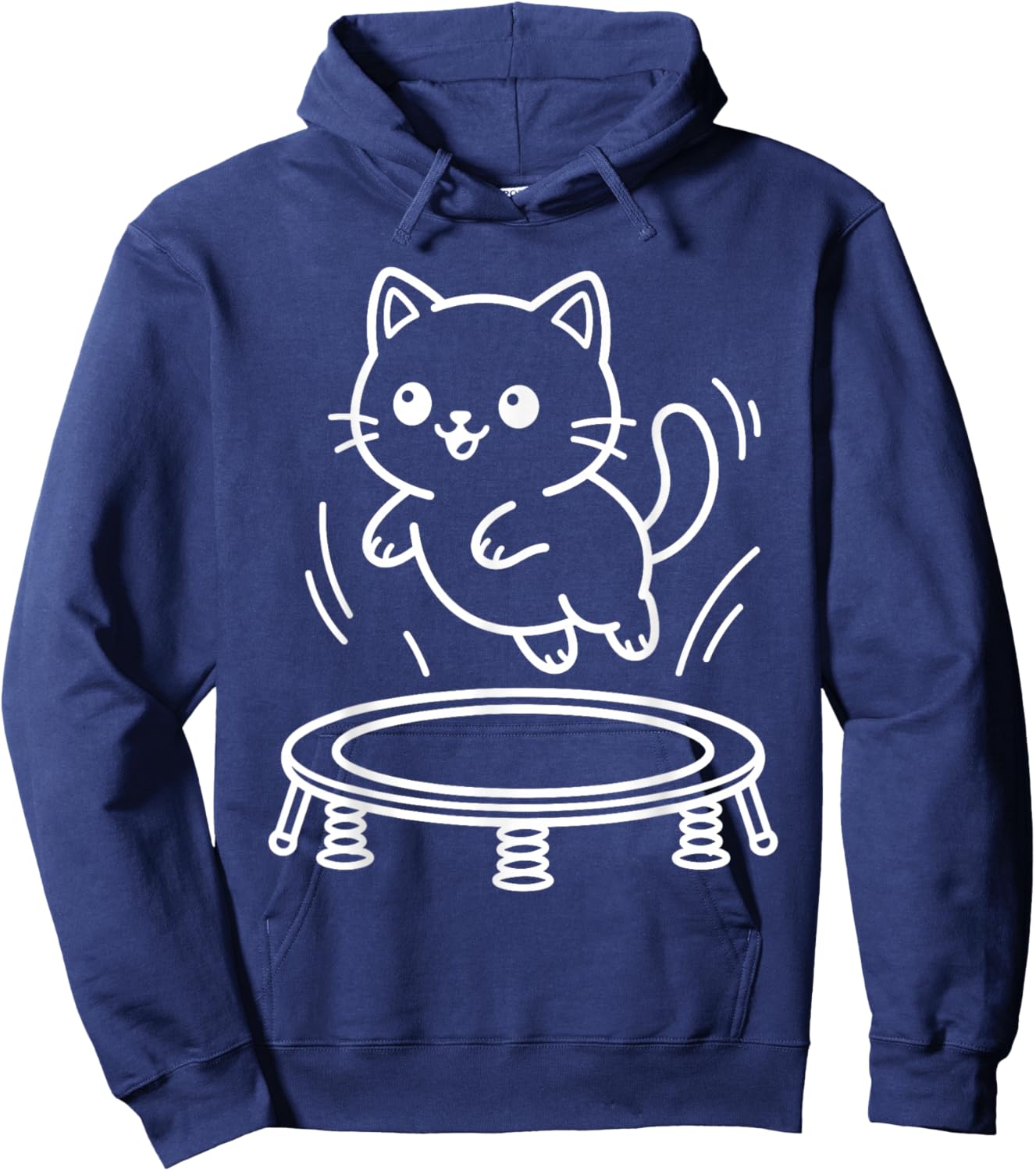 Kawaii Cat Trampoline Synchronised Trampolining Hoodie - Hoodie | Navy