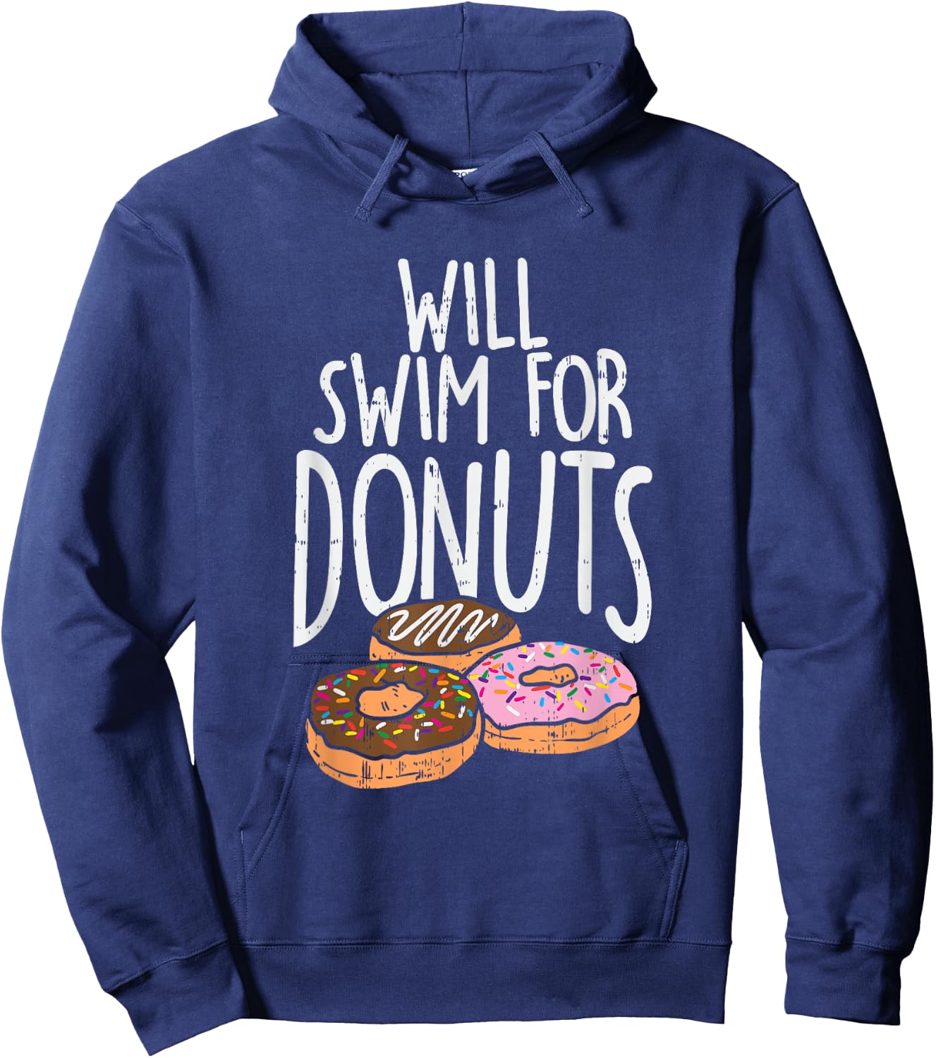 Will Swim For Donuts I Funny Swim Hoodie - Hoodie | Navy