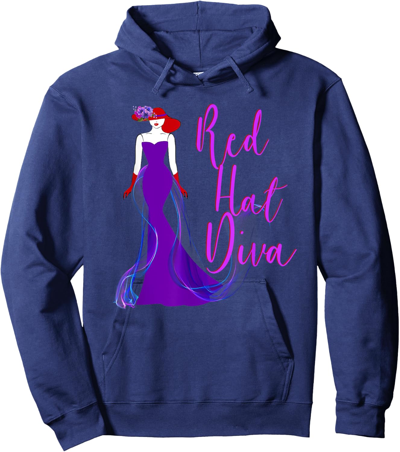 Red Hat Diva Vintage Style T Shirt Hoodie - Hoodie | Navy
