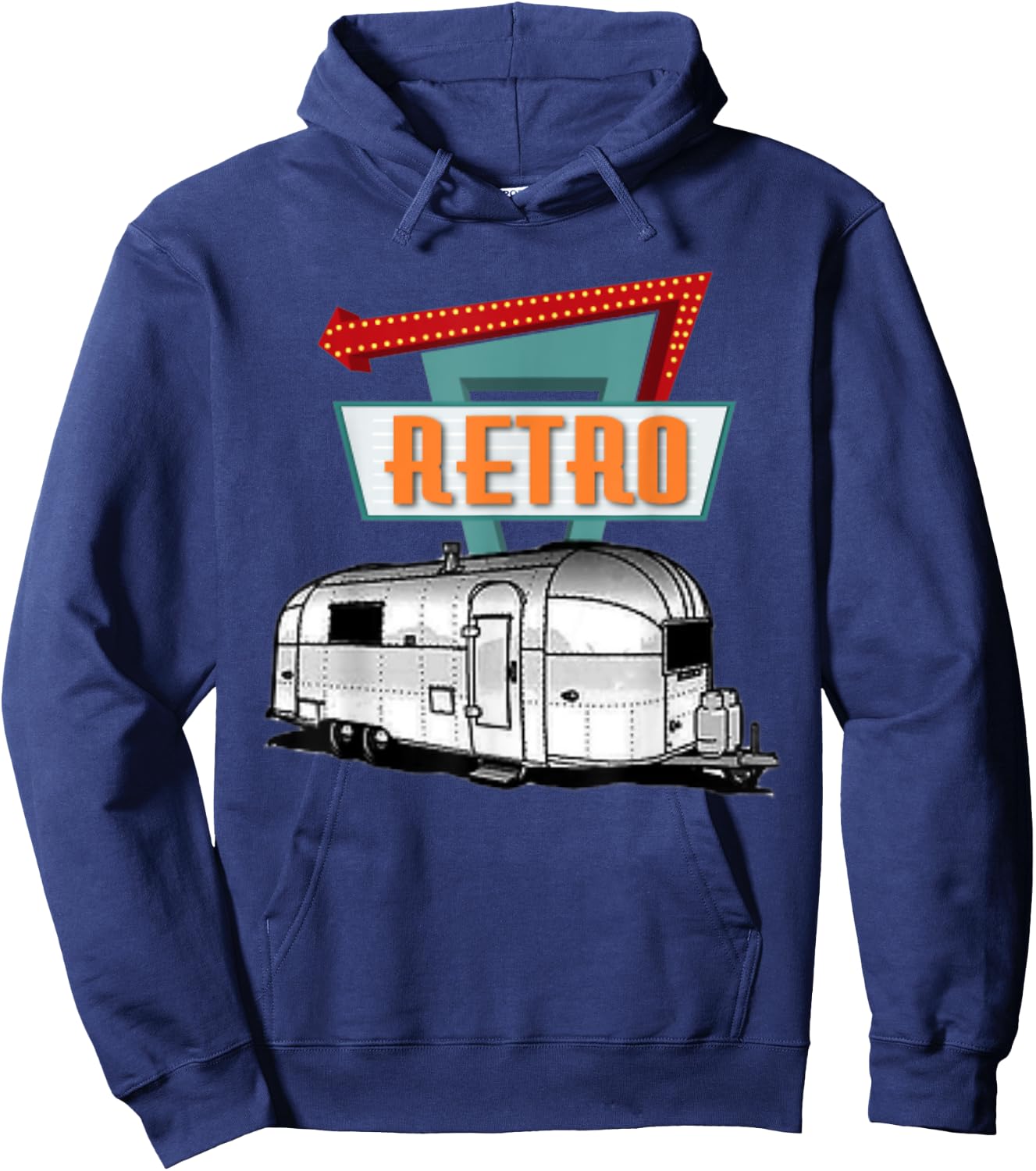 Retro Airstream trailer. Great vintage shirt. Hoodie - Hoodie | Navy