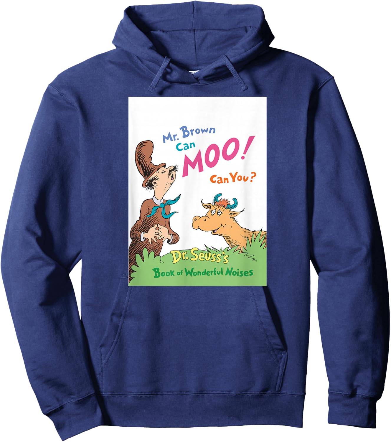 Dr. Seuss Mr. Brown Can Moo Book Cover Hoodie - Hoodie | Navy