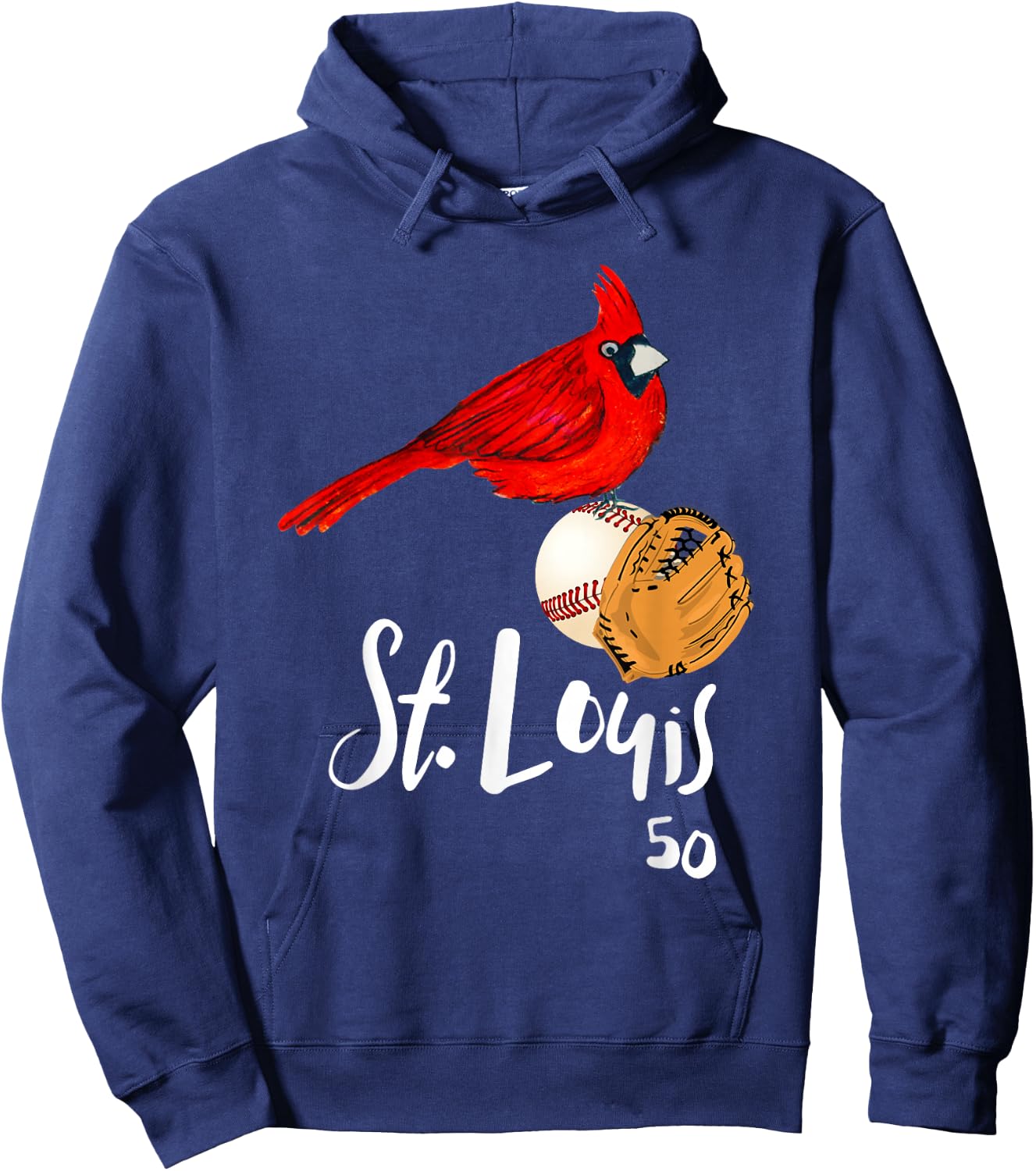 Saint Louis Red Cardinal Number 50 Baseball Art Hoodie - Hoodie | Navy