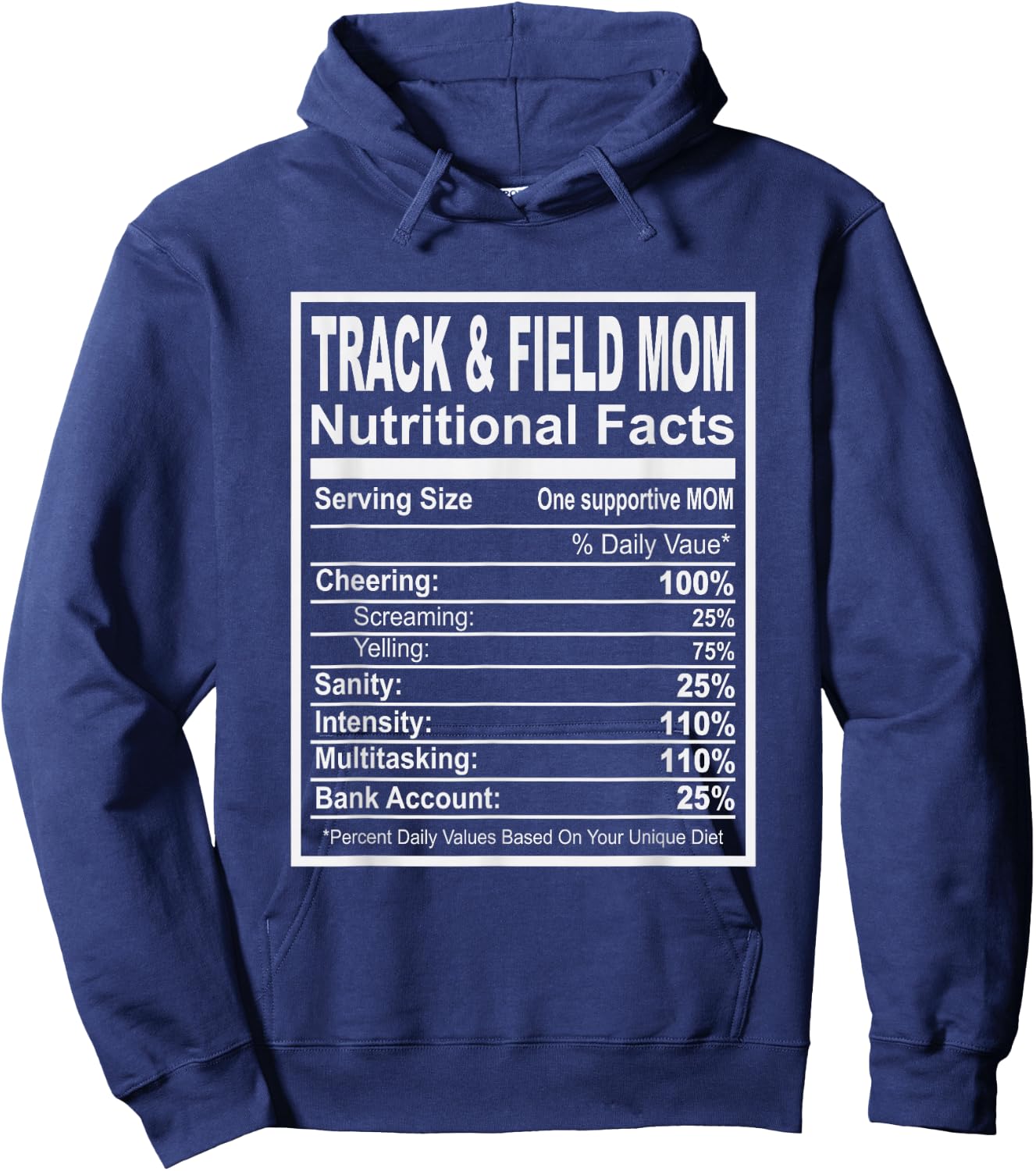 Track and Field Mom Nutritional Facts Hoodie - Hoodie | Navy