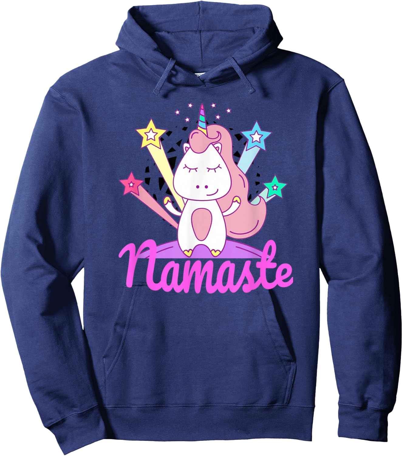 Namaste Unicorn for Kids - Girls Yoga Hoodie - Hoodie | Navy