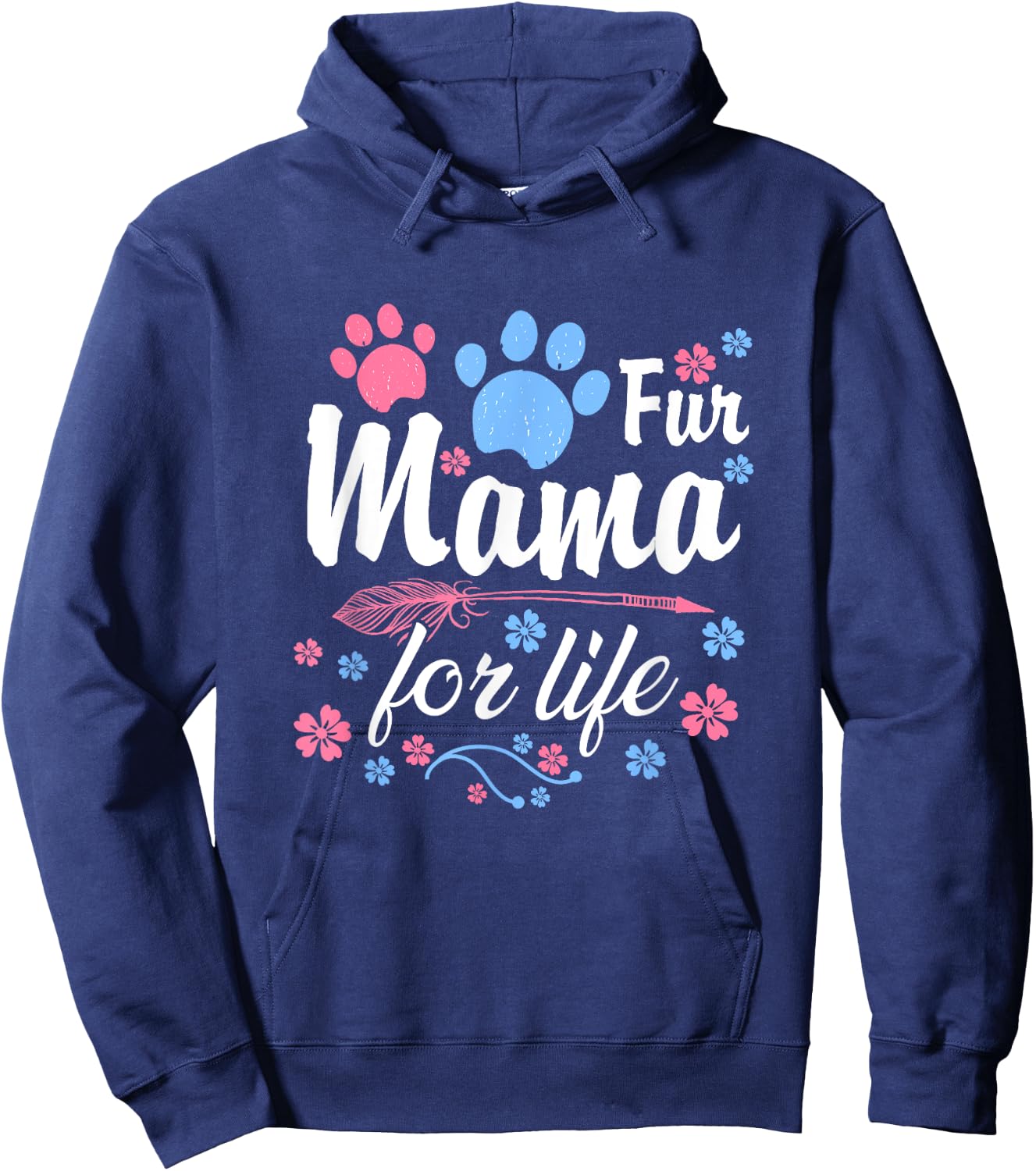 Dog Mama Fur Life | Dog momma | Dog mom Shirt Hoodie - Hoodie | Navy