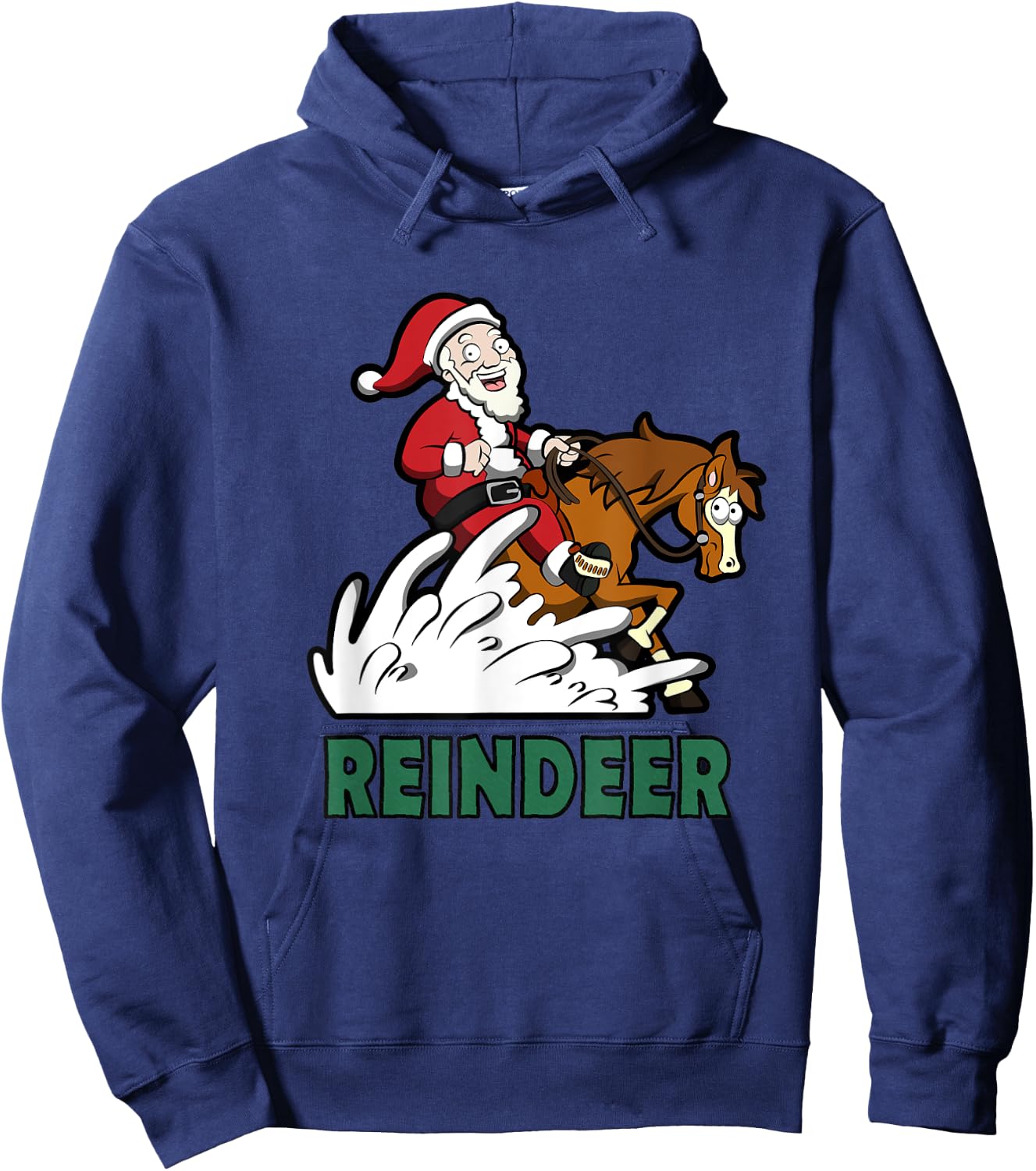Reindeer Santa on a Reining Horse Hoodie - Hoodie | Navy