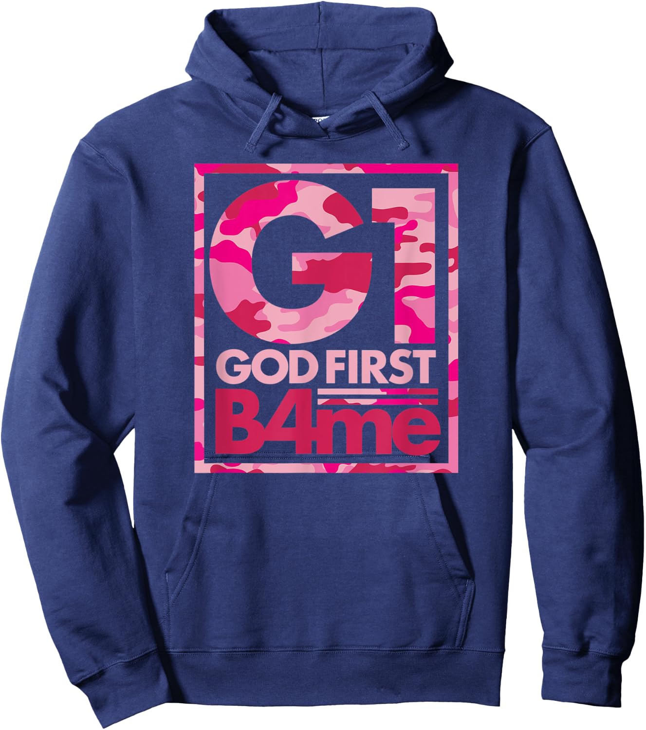 Pink Camo G1 God First Before Me Christian Hoodie - Hoodie | Navy