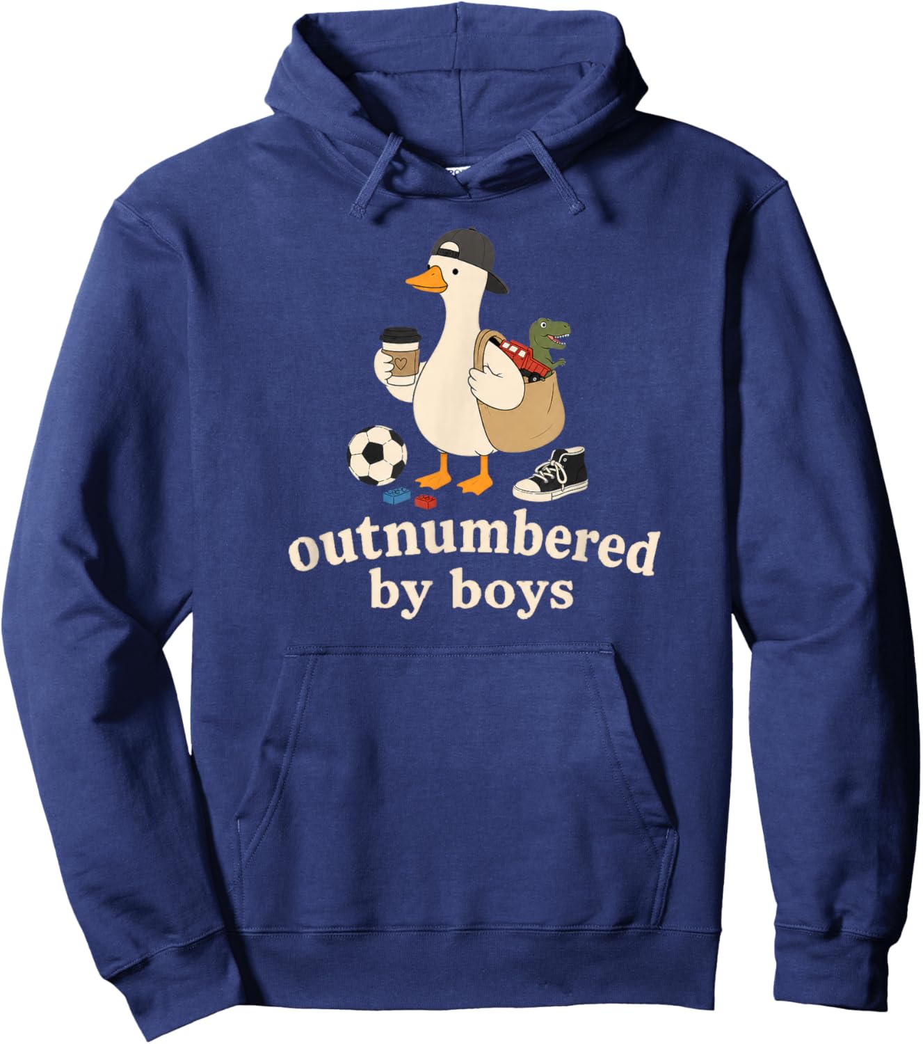 Outnumbered By Boys Mom Goose Family Life Hoodie - Hoodie | Navy