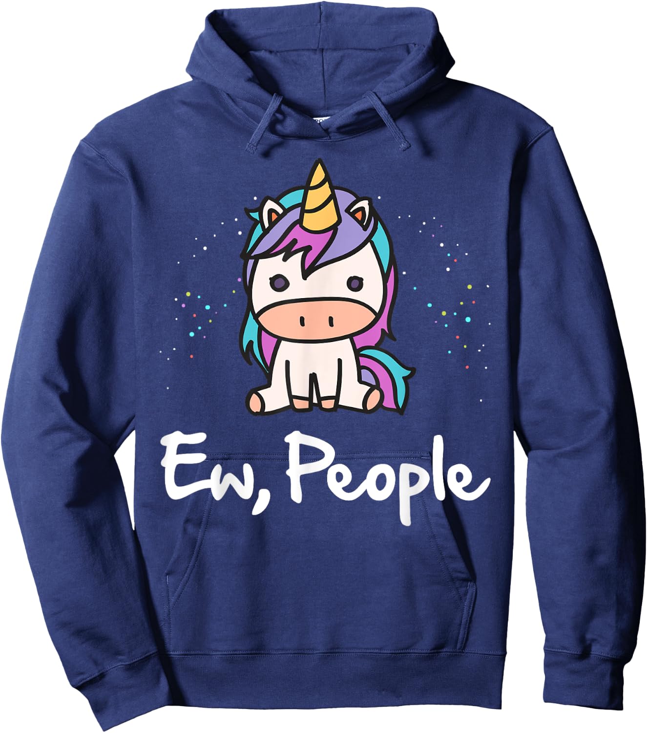 Ew People Anti-Social Cute Unicorn Hoodie - Hoodie | Navy