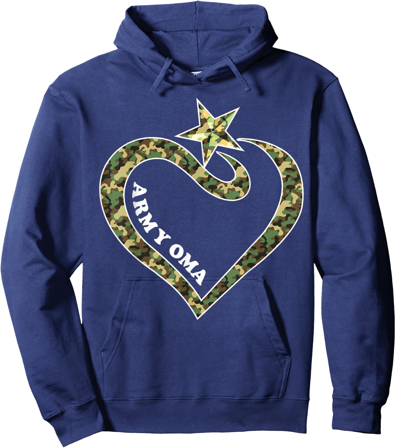 Army Oma With US Star Army Clothes Happy Mother Hoodie - Hoodie | Navy
