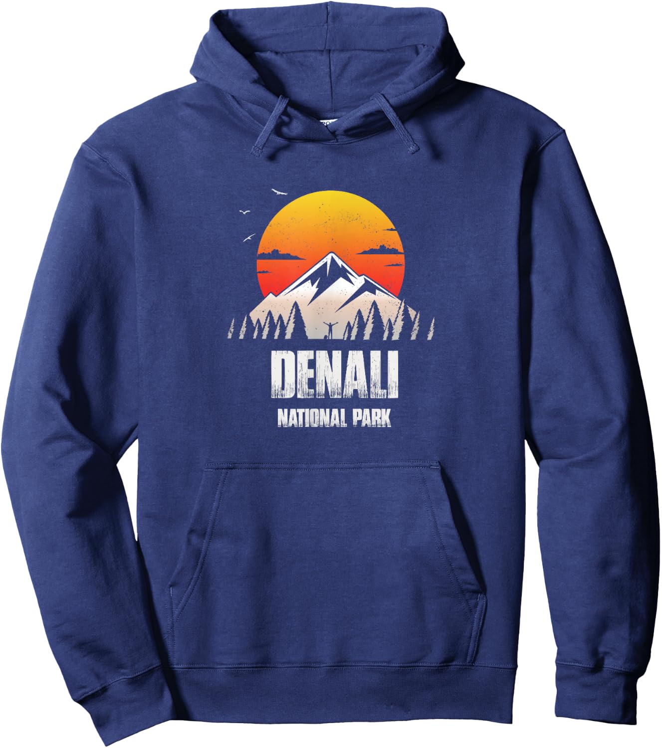 Denali Reminder - National Park Retro Souvenir Hoodie - Hoodie | Navy