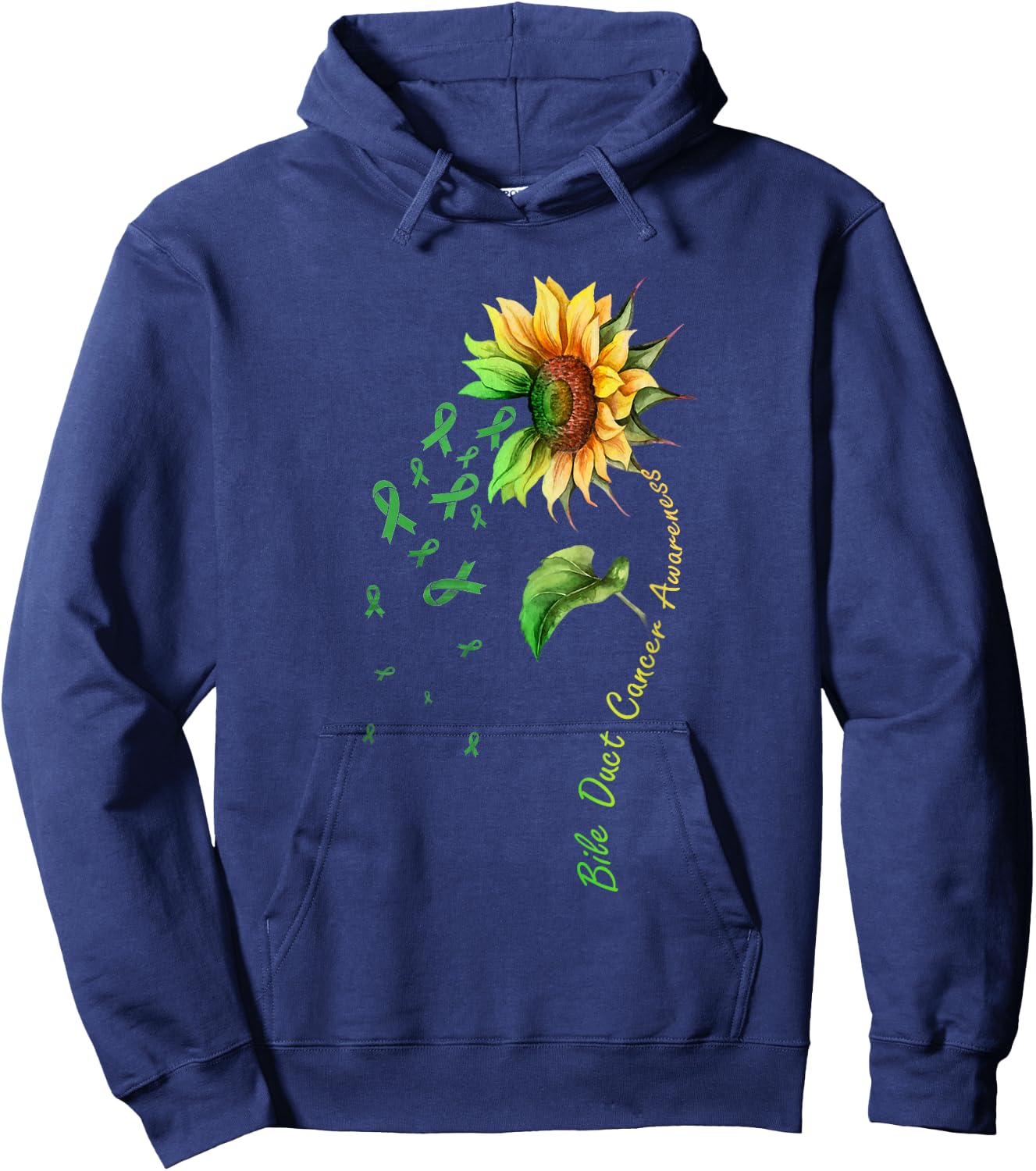 Bile Duct Cancer Awareness Sunflower Shirt Hoodie - Hoodie | Navy