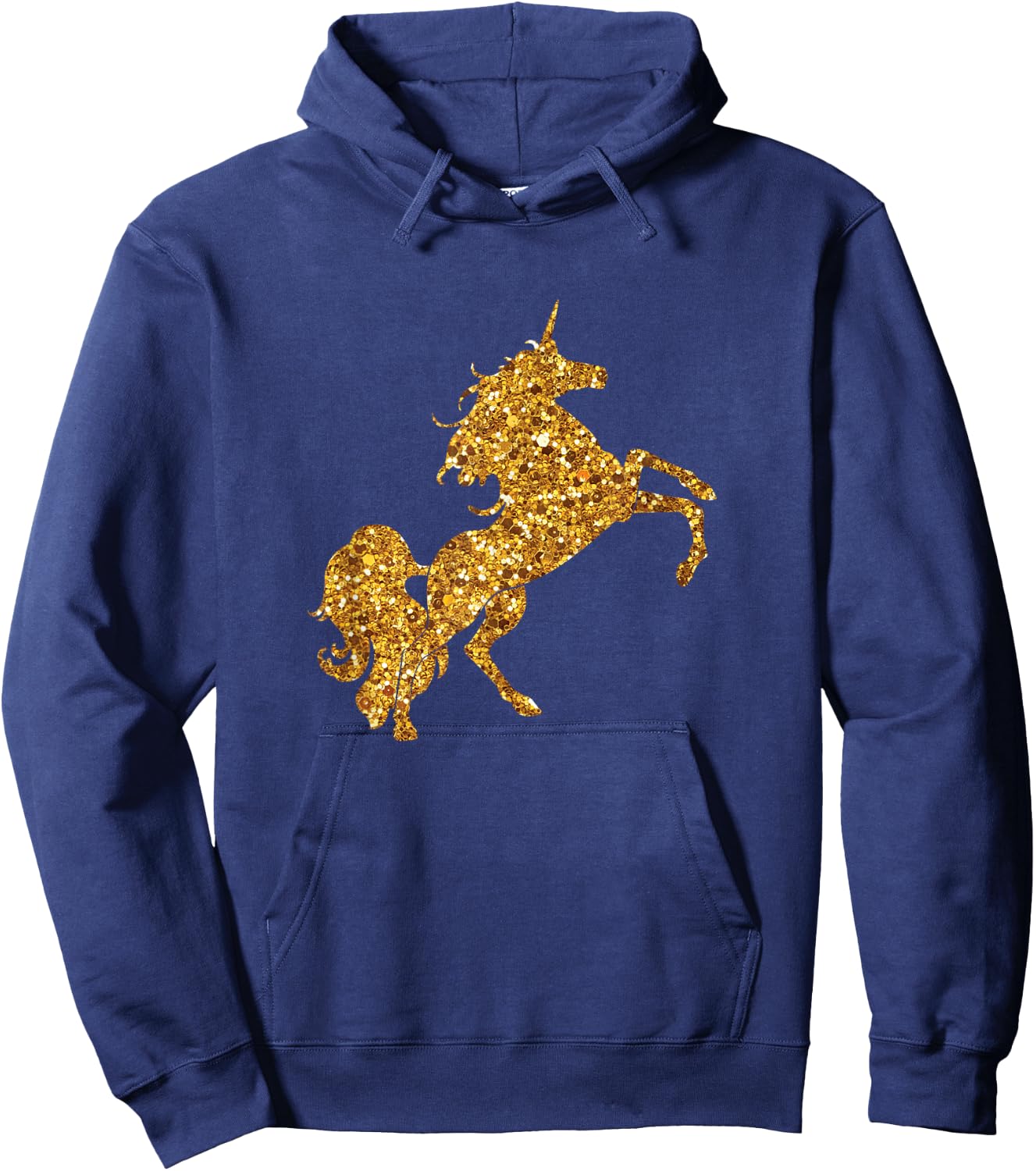 Gold Glitter Style Unicorn T Shirt Hoodie - Hoodie | Navy