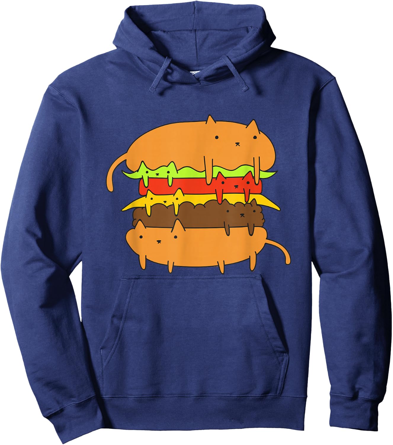 Cat Cheese Burger Hoodie - Hoodie | Navy