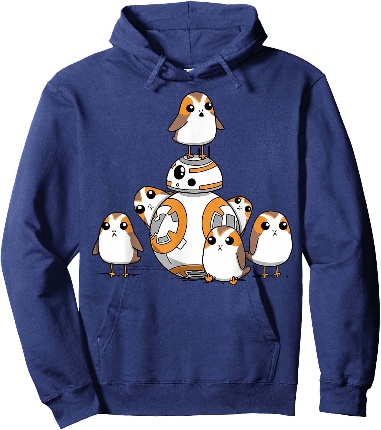 Star Wars Porgs Having Fun With BB-8 Portrait Hoodie - Hoodie | Navy