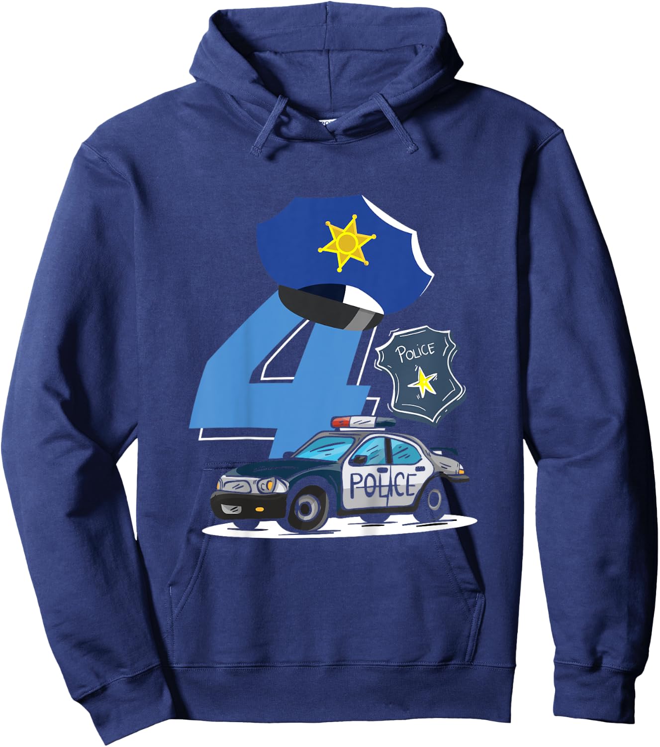 Kids 4th Birthday Police Car Policeman Costume Hoodie - Hoodie | Navy