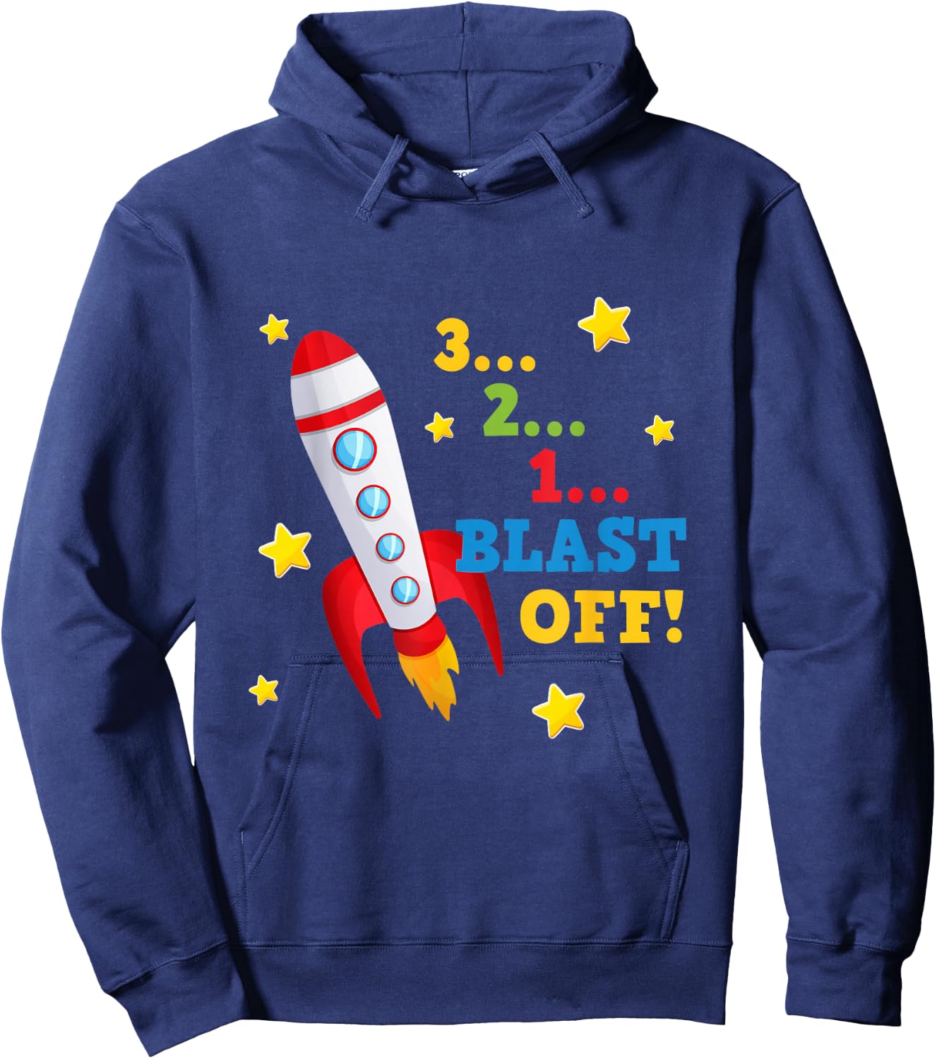 3 2 1 Blast Off Into Space Short Sleeved Hoodie - Hoodie | Navy