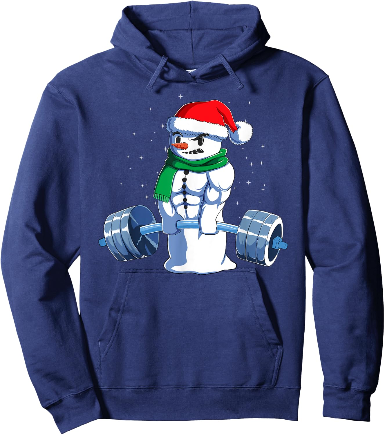 Kreuzheben Geschenk Adults Fitness Enthusiasts Black Cotton Blend , Small, Short Sleeve, , Classic Fit, Christmas, Gym, Snowman Weightlifting Weight Lifting Hoodie - Hoodie | Navy