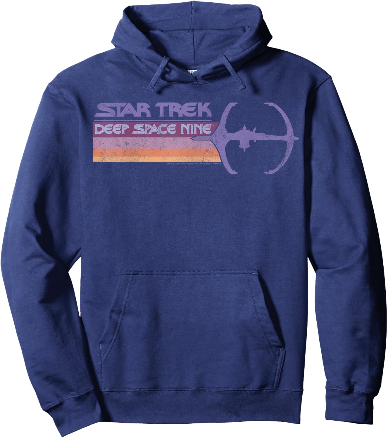 Star Trek DS9 Pastel Retro Rainbow Stripe Hoodie - Hoodie | Navy