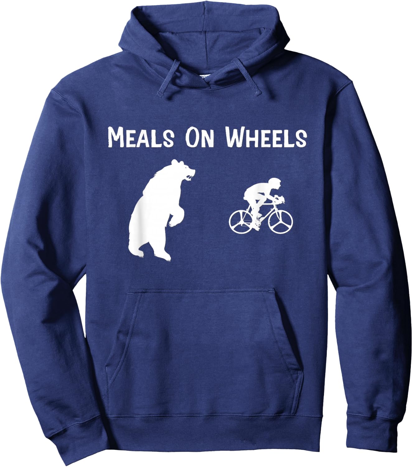 Funny Bear Chasing Bike Rider Meals On Wheels Hoodie - Hoodie | Navy