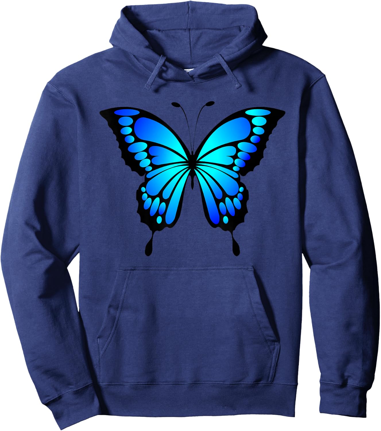 Cute Colorful Blue Butterfly Small Hoodie - Hoodie | Navy