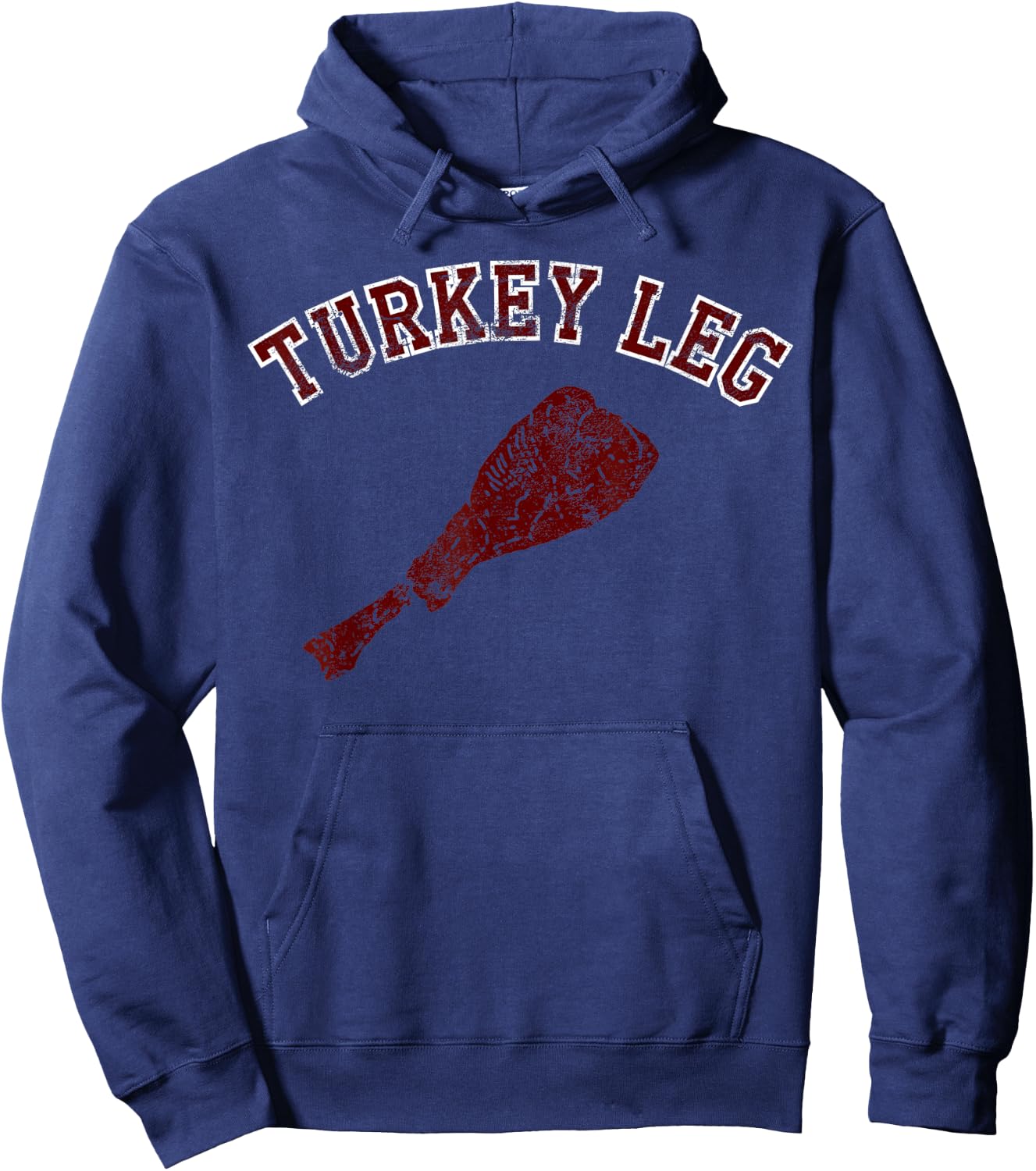 Turkey Leg T Shirt Distressed Vintage Look Hoodie - Hoodie | Navy