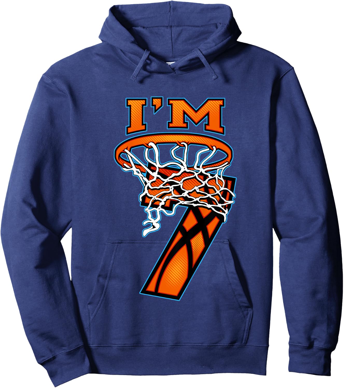 Basketball I'm 7 Boy Girl 7th Birthday Gift Hoodie - Hoodie | Navy