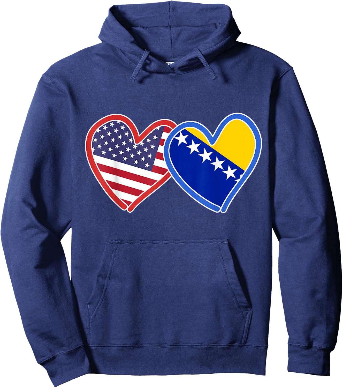 Bosnian American Bosnia & America Flag Hoodie - Hoodie | Navy