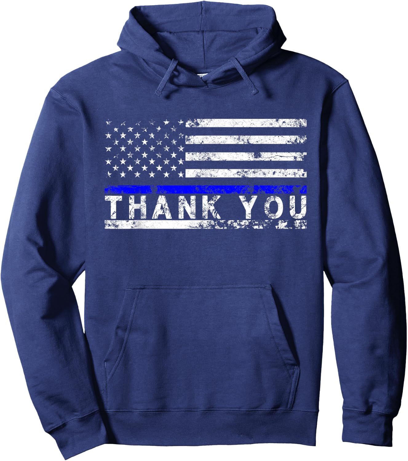 Police Thin Blue Line Flag - Thank You Hoodie - Hoodie | Navy