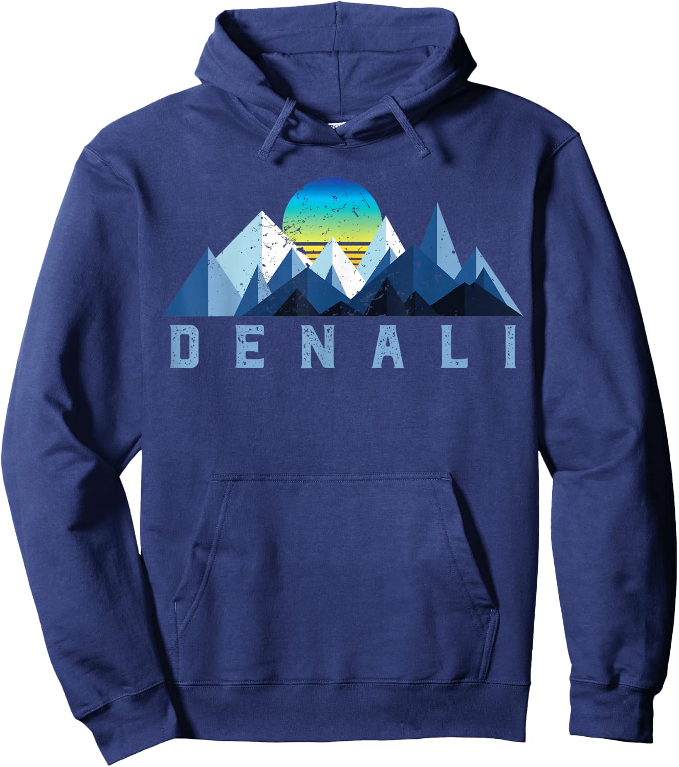 Vintage Denali Retro National Park Geometric Hoodie - Hoodie | Navy