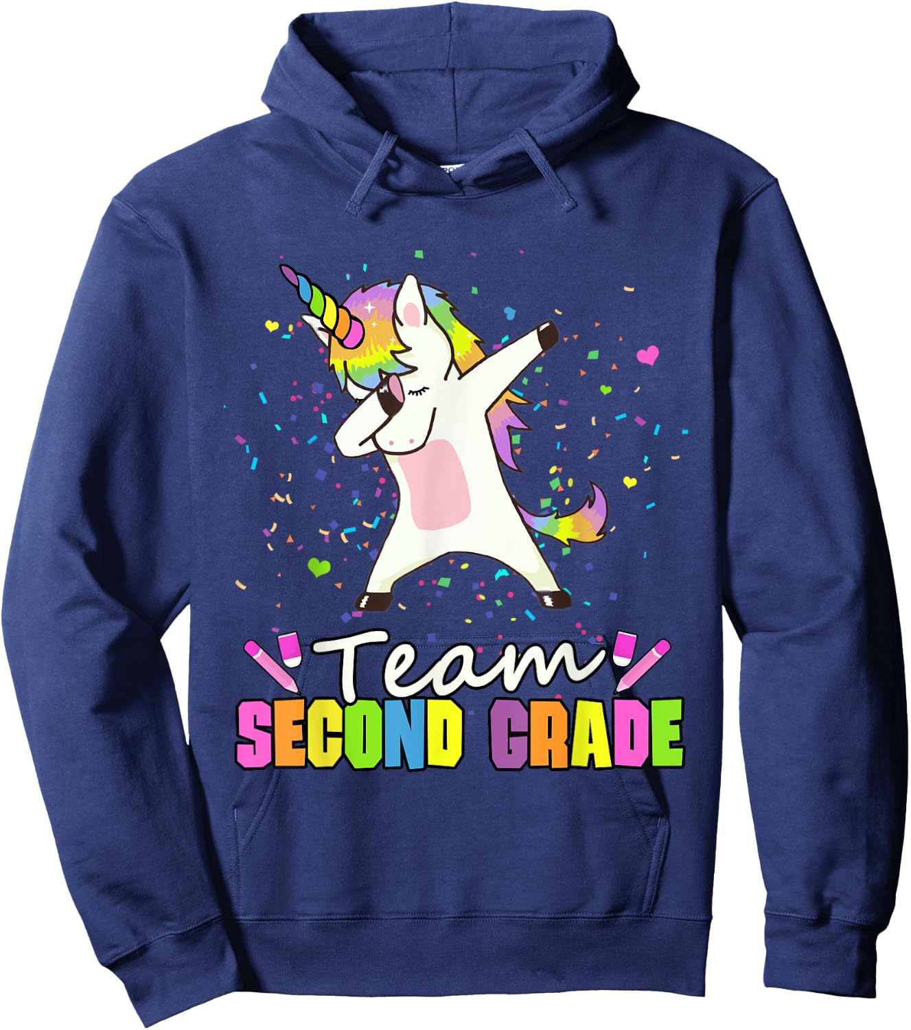 Team Second Grade Unicorn Team 2nd Grade Hoodie - Hoodie | Navy