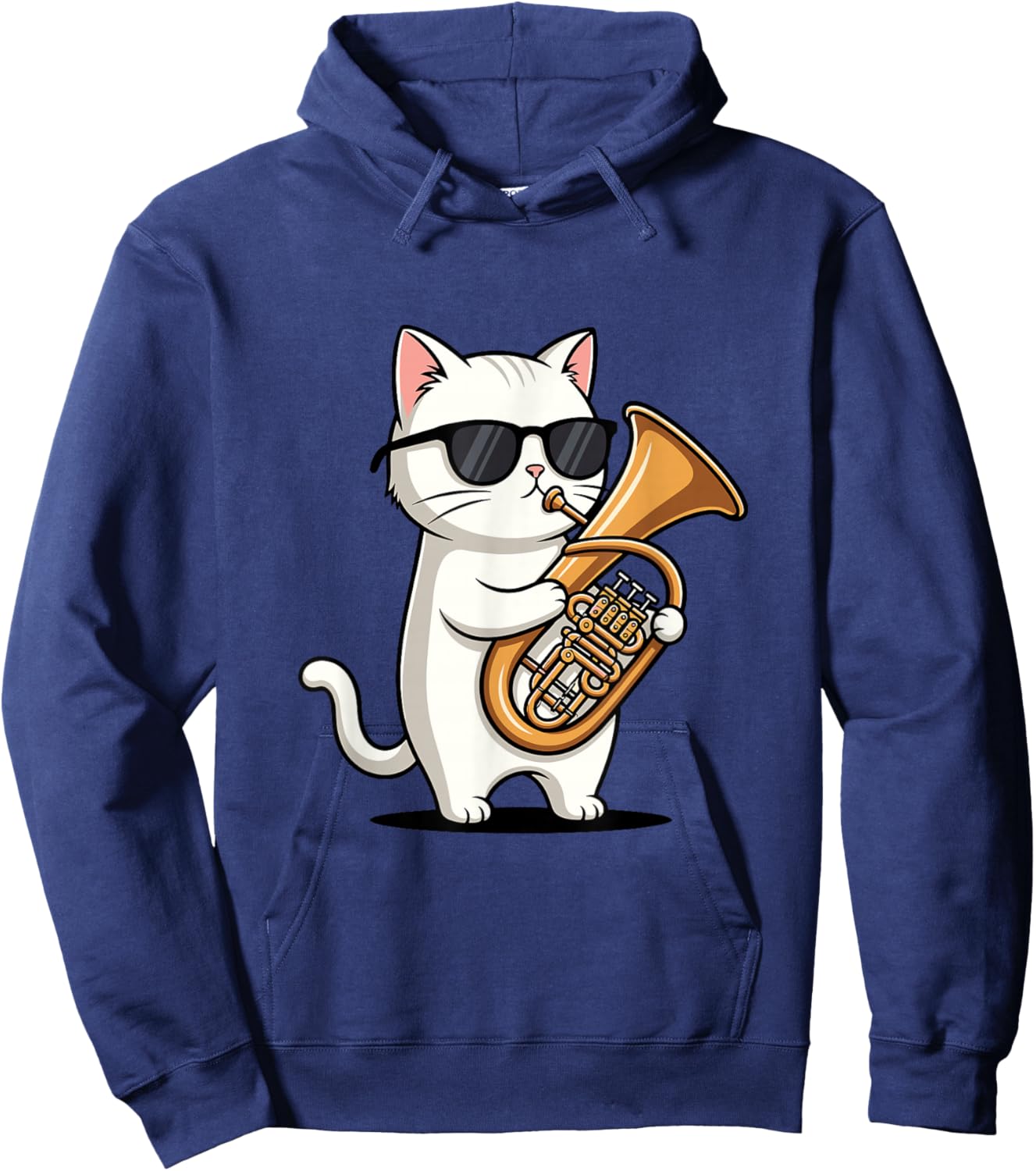 Funny Cat Playing Euphonium Player Hoodie - Hoodie | Navy