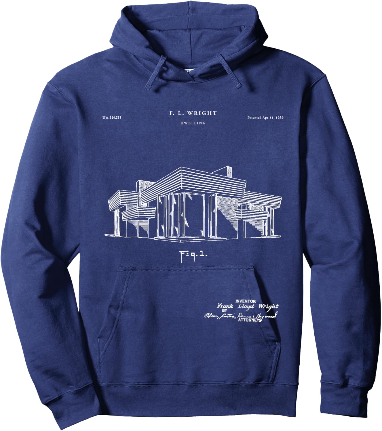 Frank Lloyd Patent - unique Hoodie - Hoodie | Navy