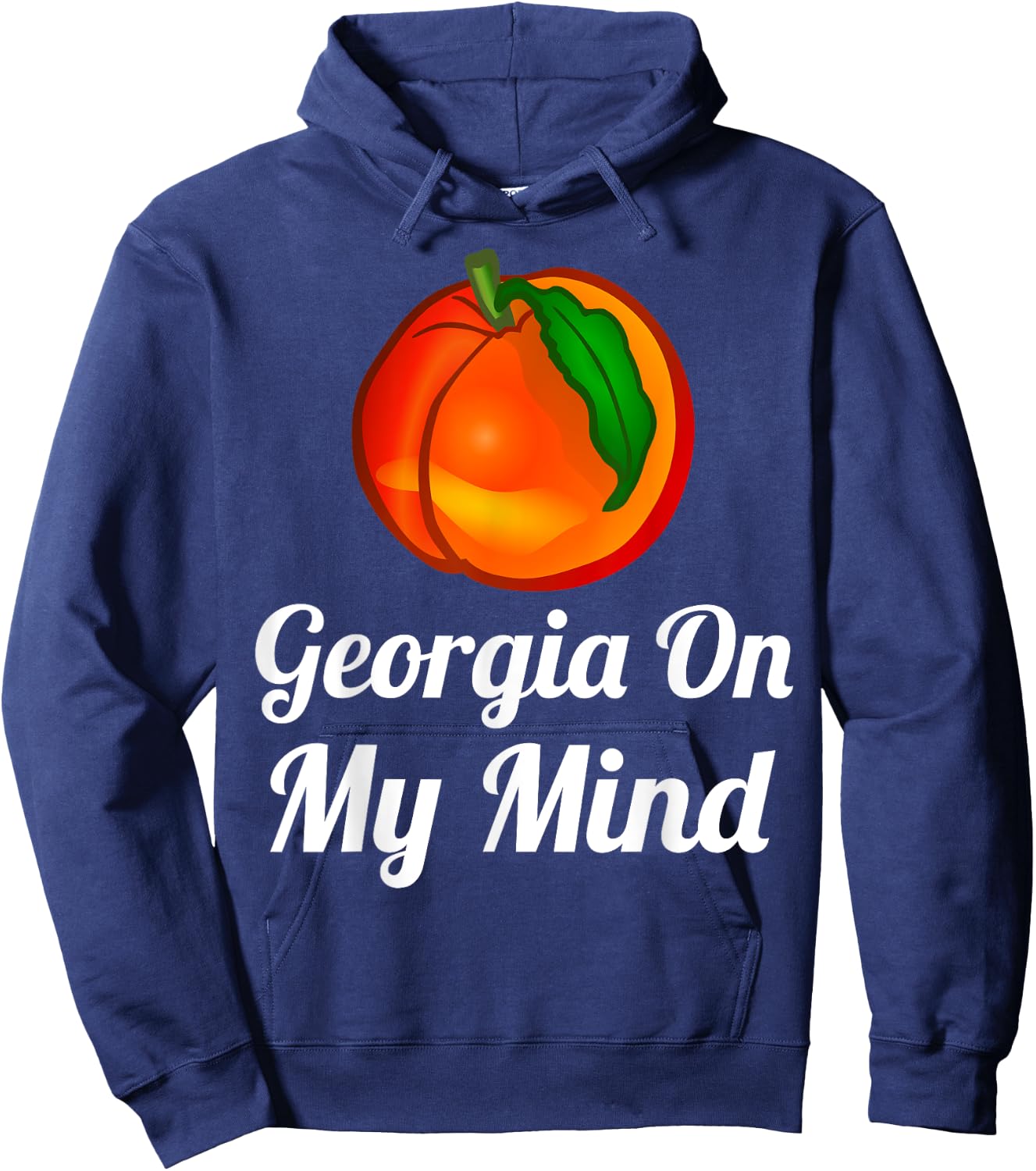 Georgia On My Mind White Print Hoodie - Hoodie | Navy