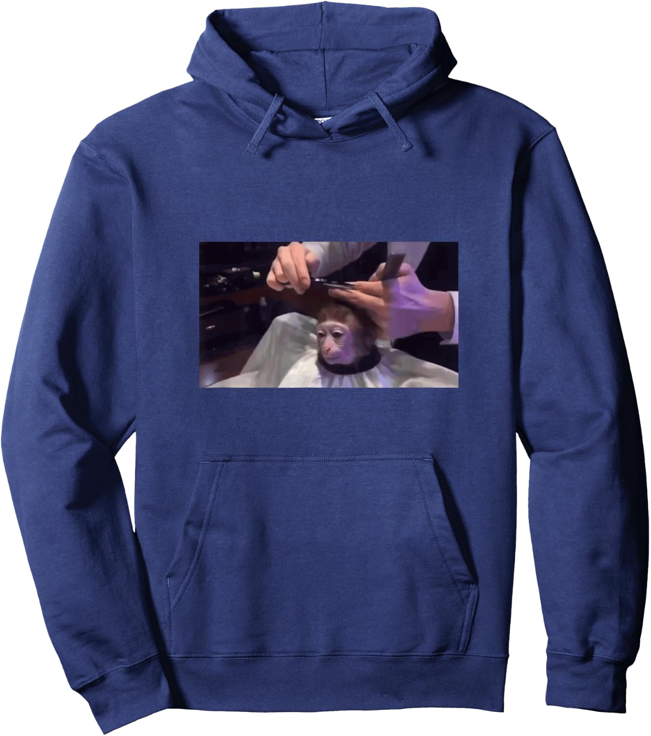Funny Dank Meme Monkey Getting Haircut Hoodie - Hoodie | Navy