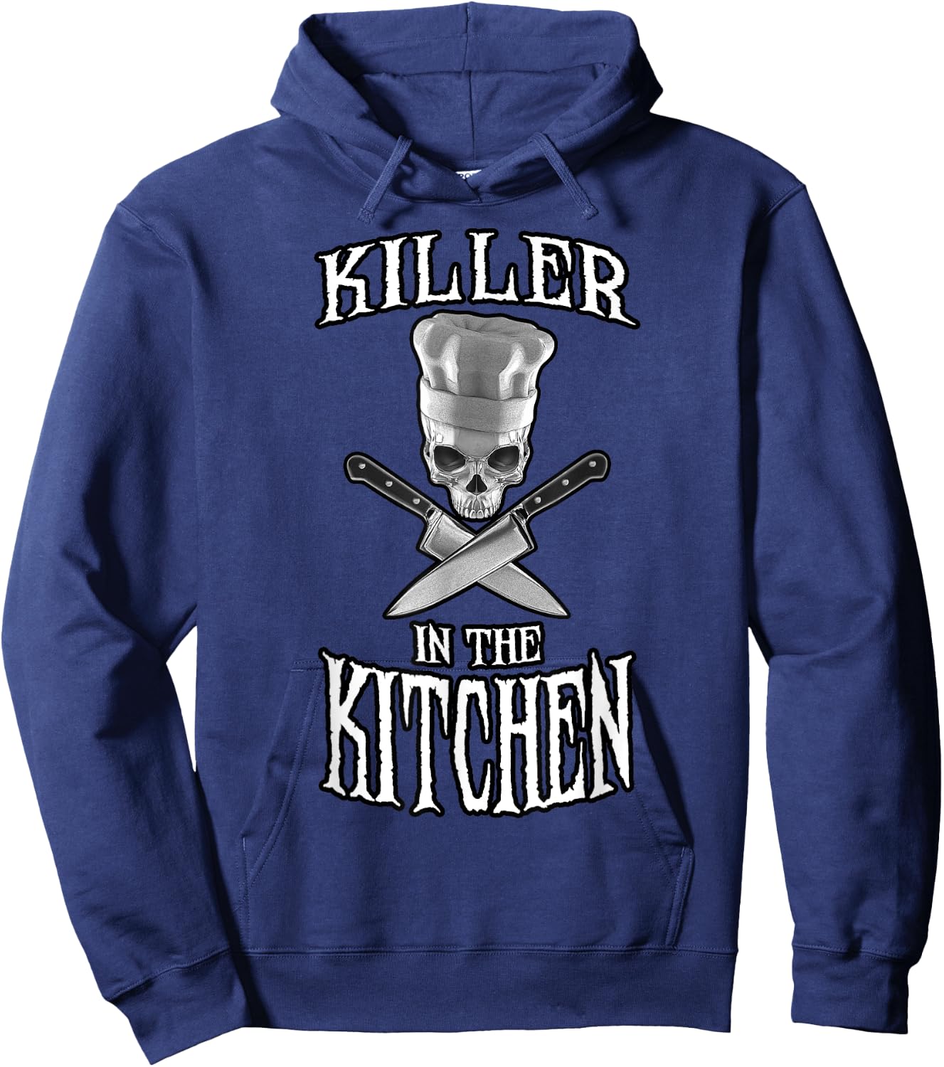 Killer in the Kitchen Funny Chef Skull Hoodie - Hoodie | Navy